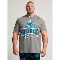 Badrhino Mens Big & Tall Cookie Monster Graphic Cotton Pyjamas - Blue/Grey