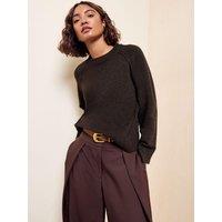 Friends Like These Womens Seam Detail Raglan Sleeve Crew Neck Jumper - Brown