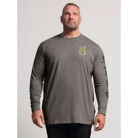 Badrhino Mens Extra Long Dragon Graphic Long Sleeve T-Shirt - Grey