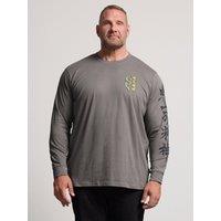 Badrhino Mens Dragon Graphic Long Sleeve T-Shirt - Grey