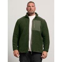 Badrhino Mens Borg Lined Zip-Through High Neck Jacket - Green