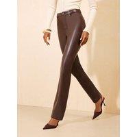 Friends Like These Chocolate Brown Faux Leather Pu Straight Leg Trousers