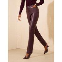 Friends Like These Berry Red Faux Leather Pu Straight Leg Trousers