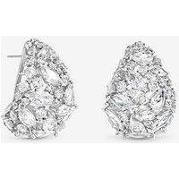 Jon Richard Rhodium Plated Cubic Zirconia Crystal Dome Earrings