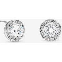 Jon Richard Rhodium Plated Cubic Zirconia Halo Stud Earrings