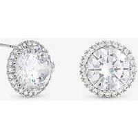 Jon Richard Rhodium Plated And Crystal Statement Halo Stud Earrings
