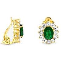 Jon Richard Gold Plated And Emerald Vintage Halo Clip Earrings