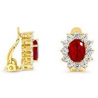 Jon Richard Gold Plated And Ruby Vintage Halo Clip Earrings