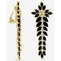 Jon Richard Silver Plated And Jet Statement Clip Earrings
