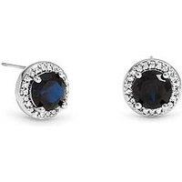Jon Richard Rhodium Plated Cubic Zirconia Sapphire Halo Stud Earrings