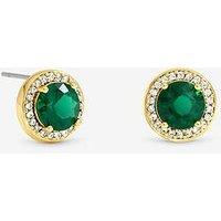 Jon Richard Gold Plated Cubic Zirconia Emerald Halo Stud Earrings