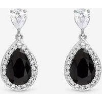 Jon Richard Rhodium Plated Cubic Zirconia Sapphire Pear Drop Earrings
