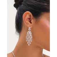 Jon Richard Rhodium Plated And Crystal Statement Drop Earrings