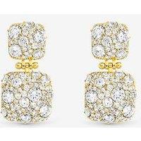Jon Richard Gold Plated And Pave Square Double Drop Earrings