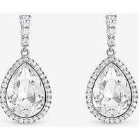 Jon Richard Rhodium Plated And Crystal Pear Drop Earrings