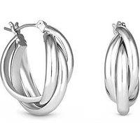 Jon Richard Silver Polished Interlocking Hoop Earrings