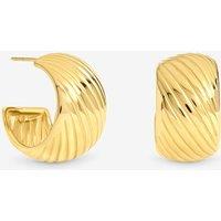 Jon Richard Gold Plated Waterproof Ribbed Curved Hoop Earrings