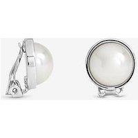 Jon Richard Rhodium Plated And Pearl Clip Earrings