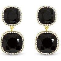 Jon Richard Gold Plated And Jet Double Drop Halo Earrings