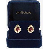 Jon Richard Gold Plated Cubic Zirconia Garnet Pear Stud Earrings