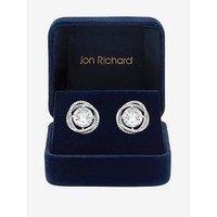 Jon Richard Rhodium Plated Cubic Zirconia Twist Halo Stud Earrings