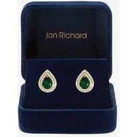 Jon Richard Gold Plated Cubic Zirconia Emerald Pear Stud Earrings