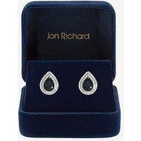 Jon Richard Rhodium Plated Cubic Zirconia Sapphire Stud Earrings
