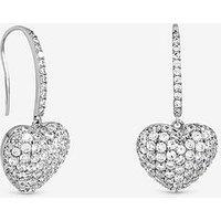 Jon Richard Rhodium Plated Pave Heart Drop Earrings