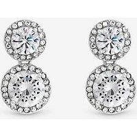 Jon Richard Rhodium Plated Cubic Zirconia Double Halo Drop Earrings