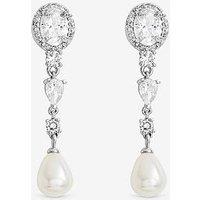 Jon Richard Rhodium Plated And Pearl Multistone Drop Earrings