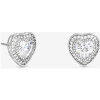 Jon Richard Rhodium Plated And Pave Heart Halo Stud Earrings