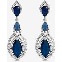 Jon Richard Rhodium And Sapphire Navette Drop Earrings