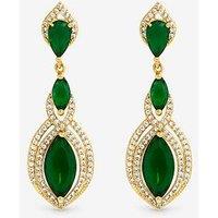 Jon Richard Gold Plated And Emerald Navette Drop Earrings