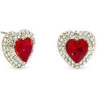 Jon Richard Gold Plated And Ruby Heart Earrings