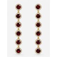 Jon Richard Gold Plated And Ruby Linear Drop Earrings