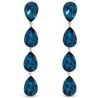 Jon Richard Rhodium Plated Sapphire Linear Pear Drop Earrings