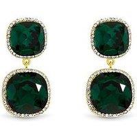 Jon Richard Gold Plated And Emerald Double Drop Halo Earrings