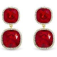 Jon Richard Gold Plated And Ruby Double Drop Halo Earrings