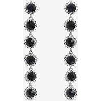 Jon Richard Rhodium Plated And Sapphire Tripple Halo Drop Earrings
