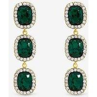 Jon Richard Gold Plated And Emerald Tripple Halo Drop Earrings