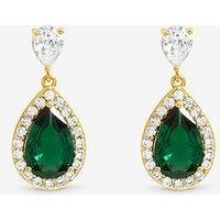 Jon Richard Gold Plated Cubic Zirconia Emerald Pear Drop Earrings