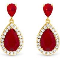 Jon Richard Gold Plated Cubic Zirconia Ruby Pear Drop Earrings