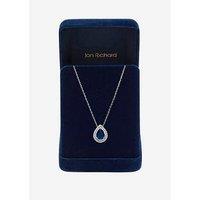 Jon Richard Rhodium Plated Cubic Zirconia Sapphire Pear Pendant
