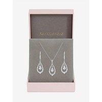 Jon Richard Rhodium Plated And Crystal Pear Drop Box Set