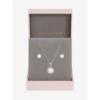 Jon Richard Rhodium Plated Crystal And Pearl Halo Box Set