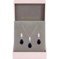 Jon Richard Rhodium Plated And Sapphire Peardrop Box Set