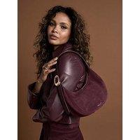 Luella Grey Blythe Scoop Shoulder Bag In Black Cherry Suede