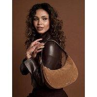 Luella Grey Blythe Scoop Shoulder Bag In Tan Suede