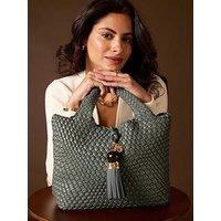 Luella Grey Suky Woven Crossbody In Steel Green
