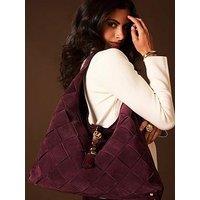 Luella Grey Pandora Weave Slouch Hobo In Black Cherry Suede Weave